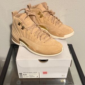 Nike Air Jordan 12 Retro Tan, White & Gold Sneakers